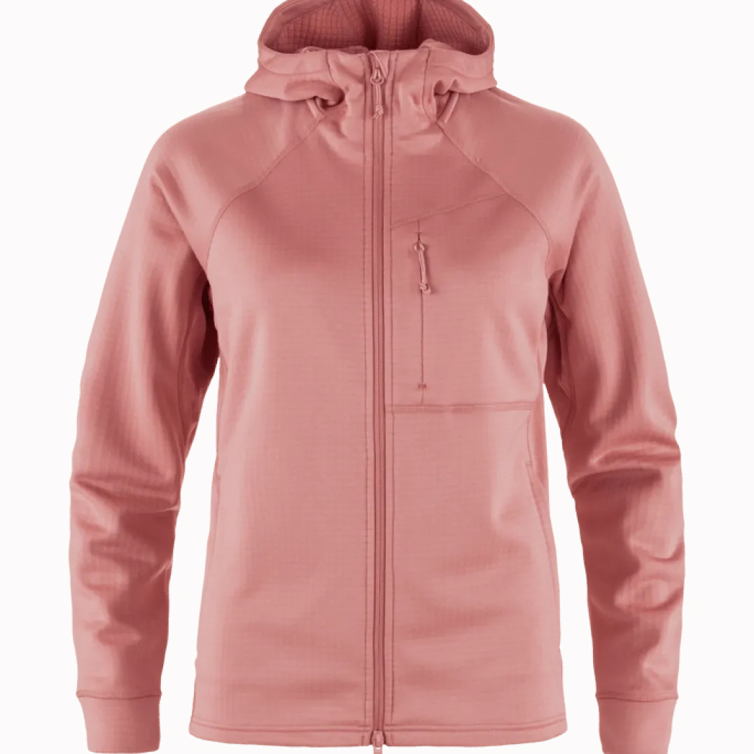 Fjällräven Women's Abisko Grid Fleece Hoodie Dusty Rose