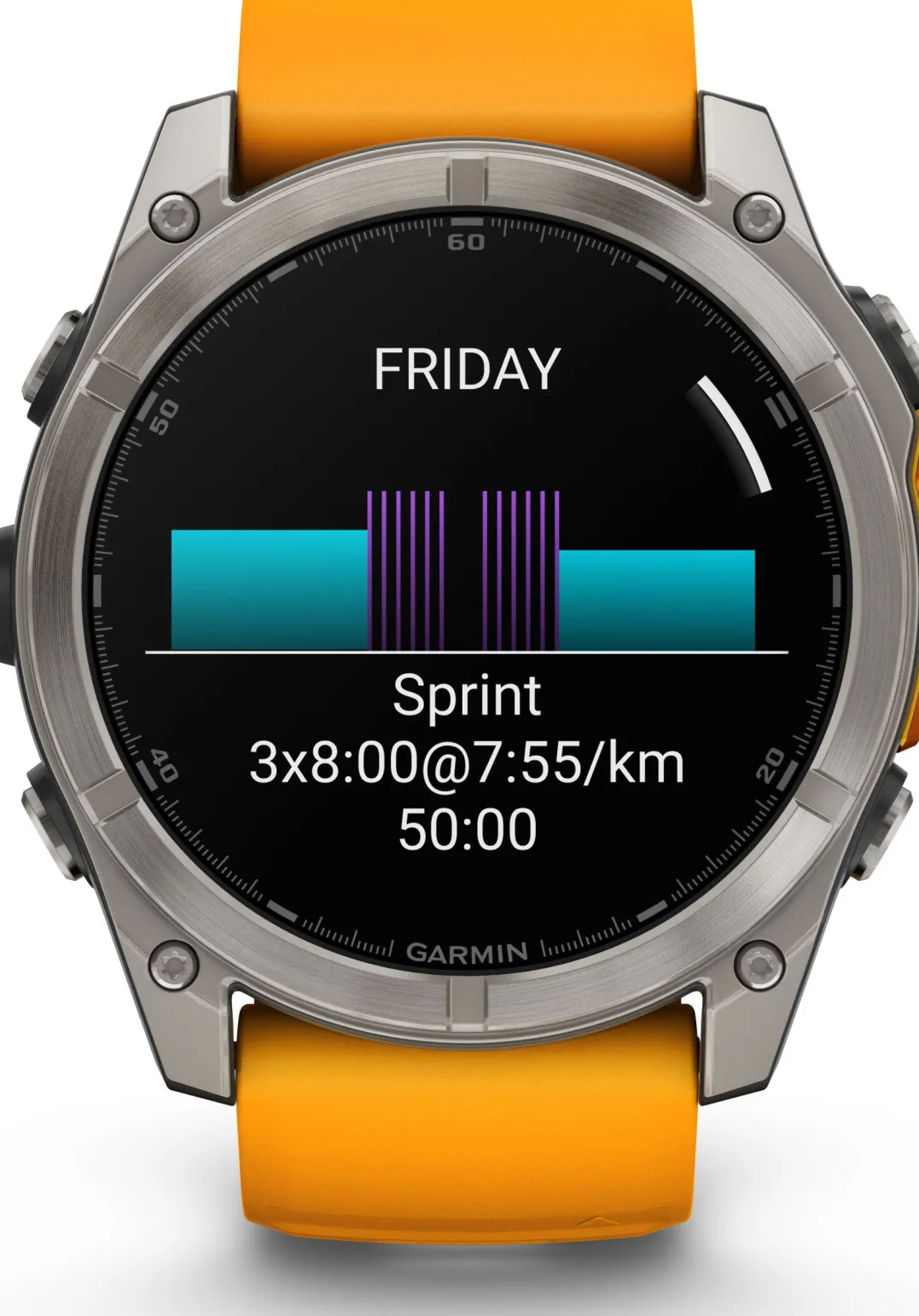 Garmin Fenix 8 Amoled 51mm, Sapphire Titanium - Spark Orange/Graphite Silicone Strap