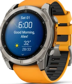 Garmin Fenix 8 Amoled 51mm, Sapphire Titanium - Spark Orange/Graphite Silicone Strap