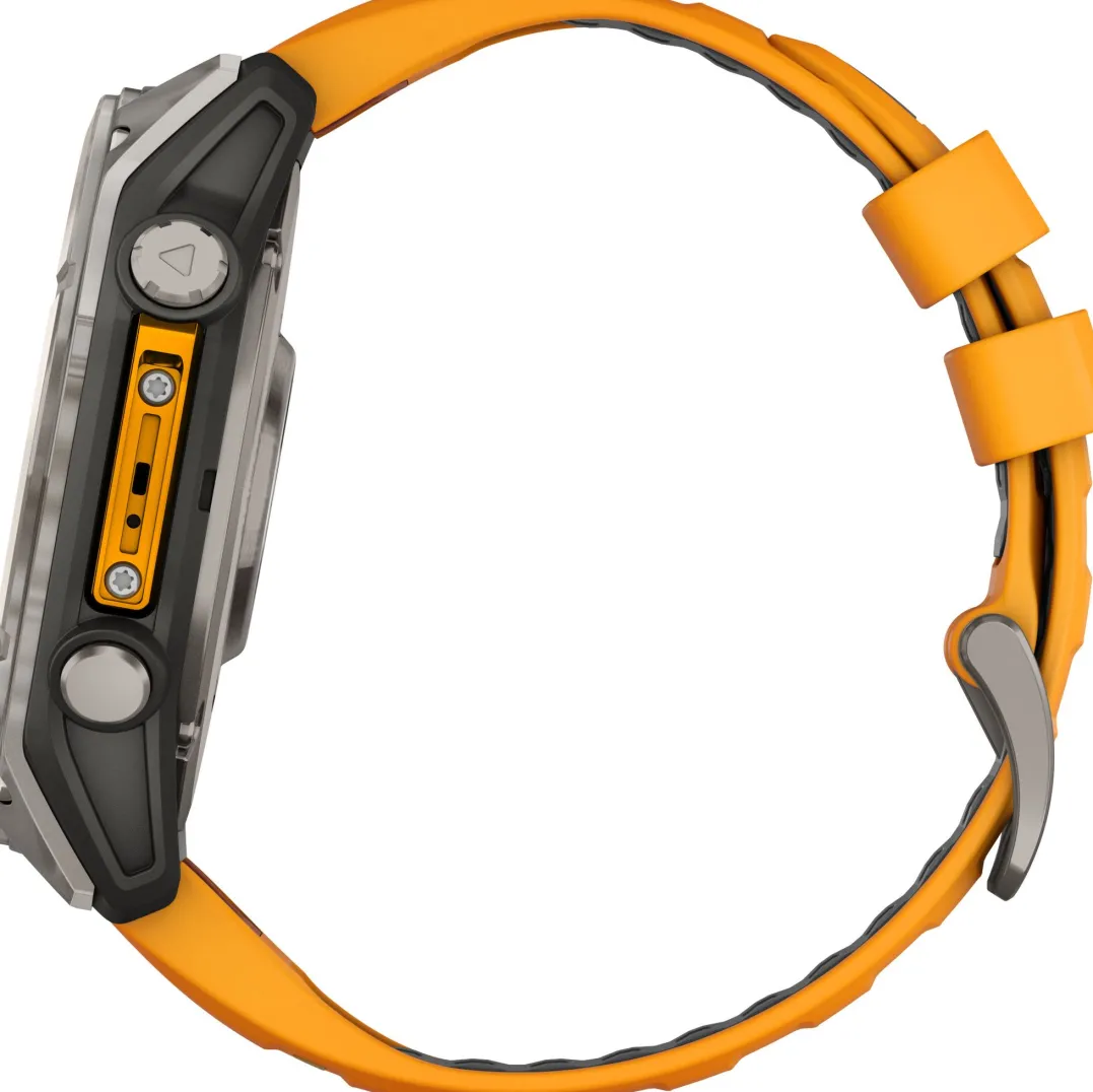 Garmin Fenix 8 Amoled 51mm, Sapphire Titanium - Spark Orange/Graphite Silicone Strap