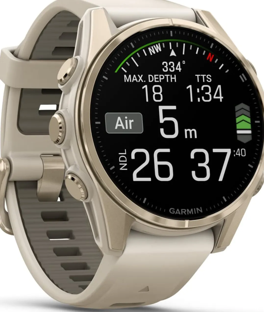 Garmin Fenix 8 Amoled 43mm, Sapphire Soft Gold - Fog Grey/Sandstone Silicone Strap
