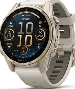 Garmin Fenix 8 Amoled 43mm, Sapphire Soft Gold - Fog Grey/Sandstone Silicone Strap