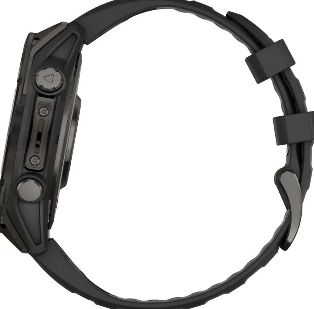 Garmin Fenix 8 Amoled 47mm, Sapphire Carbon Gray DLC Titanium - Black/Pebble Grey Silicone Strap