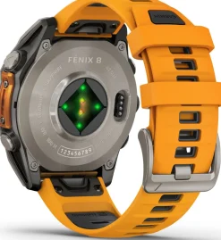 Garmin Fenix 8 Amoled 47mm, Sapphire Titanium - Spark Orange/Graphite Silicone Strap