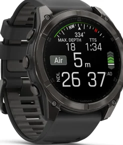 Garmin Fenix 8 Amoled 51mm, Sapphire Carbon Gray DLC Titanium - Black/Pebble Grey Silicone Strap