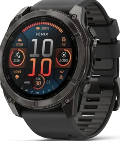 Garmin Fenix 8 Amoled 51mm, Sapphire Carbon Gray DLC Titanium - Black/Pebble Grey Silicone Strap