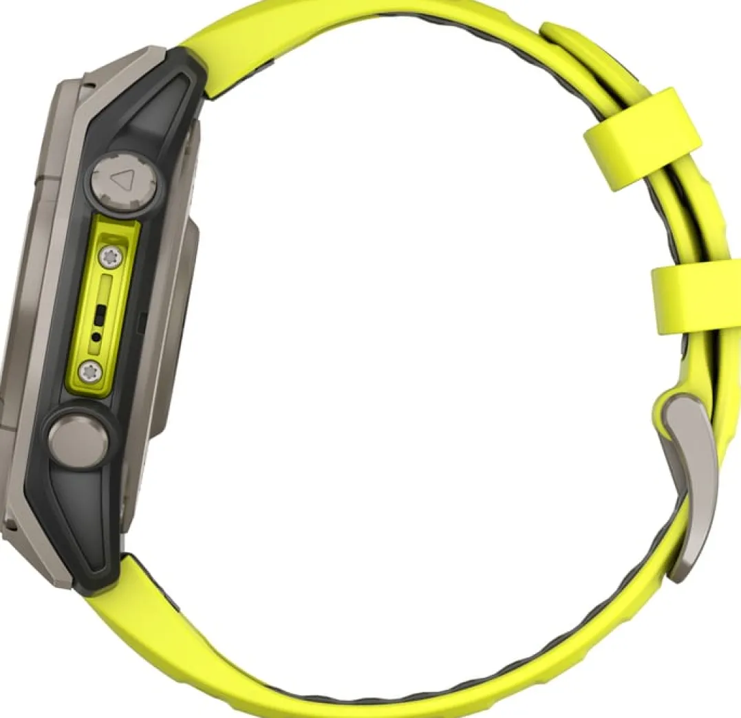 Garmin Fenix 8 Solar 47mm, Sapphire Solar Titanium - Amp Yellow/Graphite Silicone Strap