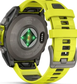 Garmin Fenix 8 Solar 47mm, Sapphire Solar Titanium - Amp Yellow/Graphite Silicone Strap
