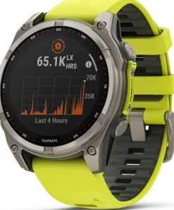 Garmin Fenix 8 Solar 47mm, Sapphire Solar Titanium - Amp Yellow/Graphite Silicone Strap