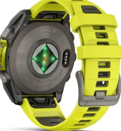 Garmin Fenix 8 Solar 47mm, Sapphire Solar Titanium - Amp Yellow/Graphite Silicone Strap