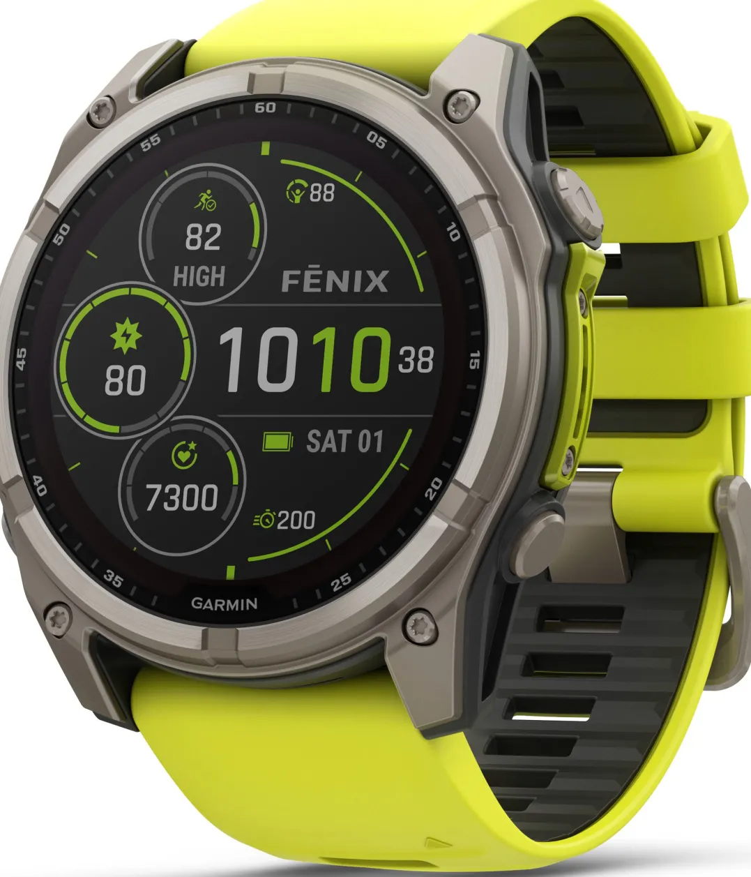 Garmin Fenix 8 Solar 51mm, Sapphire Solar Titanium - Amp Yellow/Graphite Silicone Strap