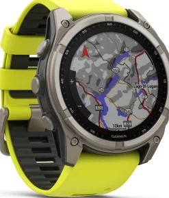 Garmin Fenix 8 Solar 51mm, Sapphire Solar Titanium - Amp Yellow/Graphite Silicone Strap