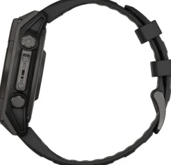 Garmin Fenix 8 Solar 47mm, Sapphire Solar Carbon Gray DLC Titanium - Black/Pebble Grey Silicone Strap