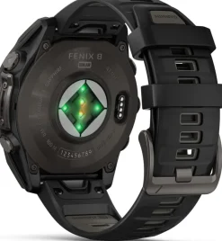Garmin Fenix 8 Solar 47mm, Sapphire Solar Carbon Gray DLC Titanium - Black/Pebble Grey Silicone Strap