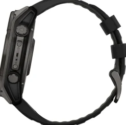 Garmin Fenix 8 Solar 51mm, Sapphire Solar Carbon Gray DLC Titanium - Black/Pebble Grey Silicone Strap