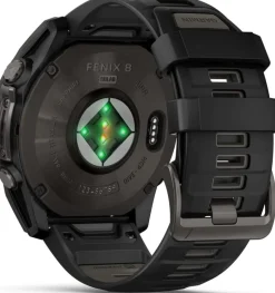 Garmin Fenix 8 Solar 51mm, Sapphire Solar Carbon Gray DLC Titanium - Black/Pebble Grey Silicone Strap