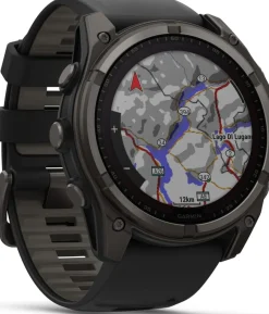 Garmin Fenix 8 Solar 51mm, Sapphire Solar Carbon Gray DLC Titanium - Black/Pebble Grey Silicone Strap