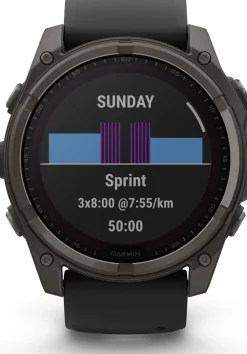 Garmin Fenix 8 Solar 51mm, Sapphire Solar Carbon Gray DLC Titanium - Black/Pebble Grey Silicone Strap