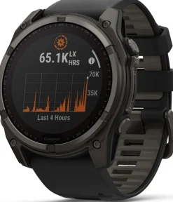 Garmin Fenix 8 Solar 51mm, Sapphire Solar Carbon Gray DLC Titanium - Black/Pebble Grey Silicone Strap