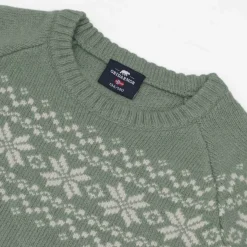 Gridarmor Kids' Snøkrystall Round Neck Ullgenser Green/white