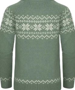 Gridarmor Kids' Snøkrystall Round Neck Ullgenser Green/white