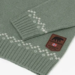 Gridarmor Kids' Snøkrystall Round Neck Ullgenser Green/white