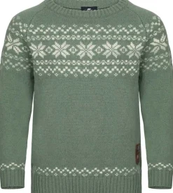 Gridarmor Kids' Snøkrystall Round Neck Ullgenser Green/white