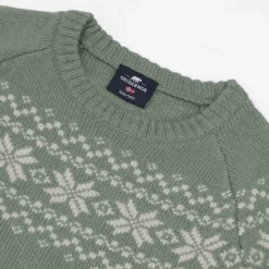 Gridarmor Kids' Snøkrystall Round Neck Ullgenser Green/white