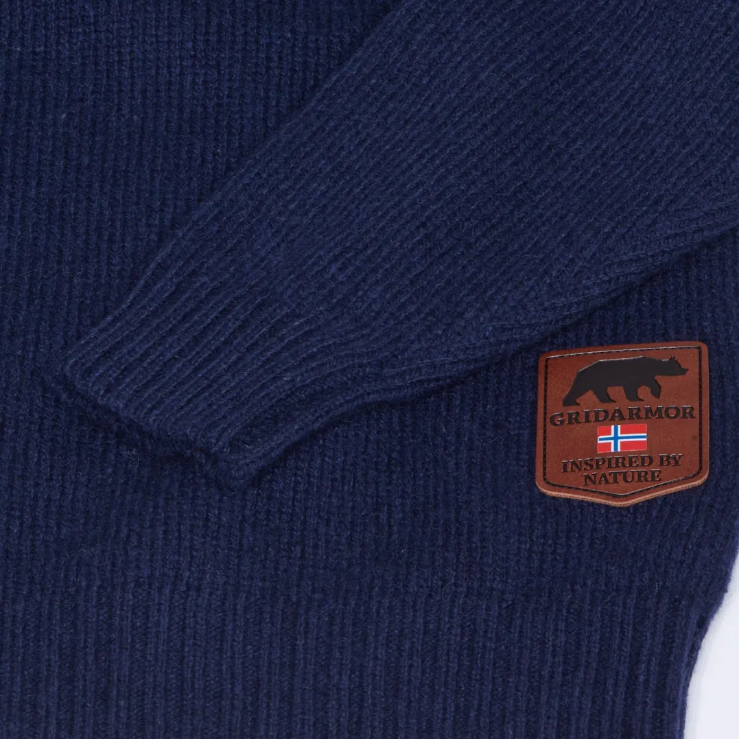 Gridarmor Kids' Snøkrystall Round Neck Ullgenser Dark Navy/Light Grey/White