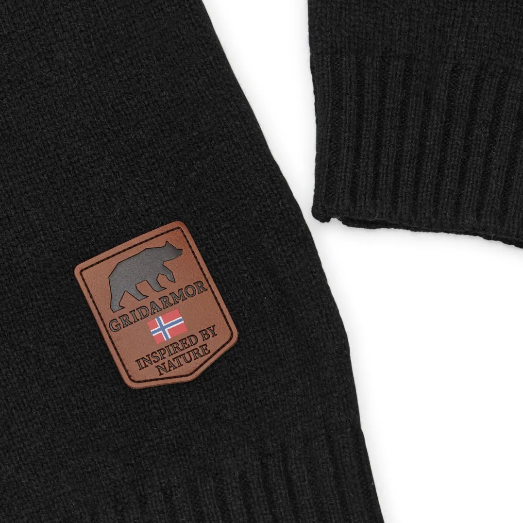 Gridarmor Men's Snøkrystall Round Neck Ullgenser Black/White