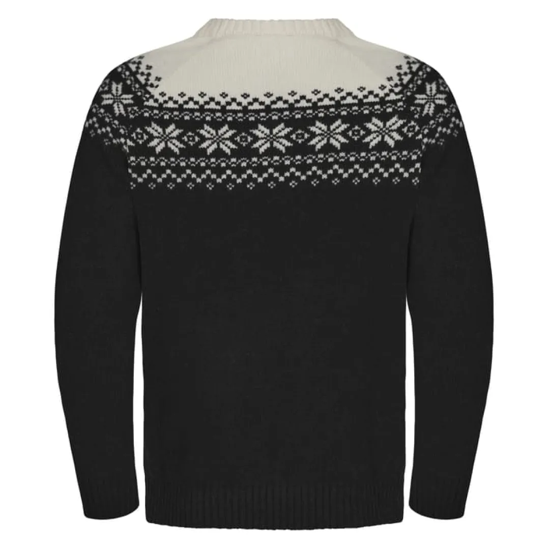 Gridarmor Men's Snøkrystall Round Neck Ullgenser Black/White