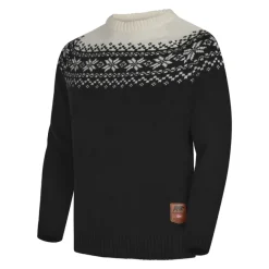 Gridarmor Men's Snøkrystall Round Neck Ullgenser Black/White