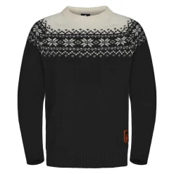Gridarmor Men's Snøkrystall Round Neck Ullgenser Black/White