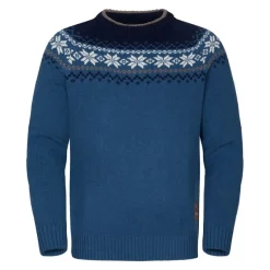 Gridarmor Men's Snøkrystall Round Neck Ullgenser Blue/White/Navy