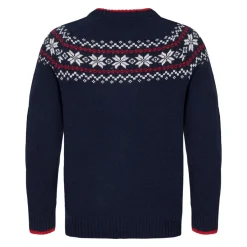 Gridarmor Men's Snøkrystall Round Neck Ullgenser Navy/White/Red