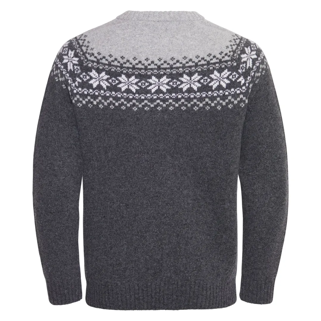 Gridarmor Men's Snøkrystall Round Neck Ullgenser Dark Grey/Light Grey/White