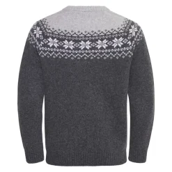 Gridarmor Men's Snøkrystall Round Neck Ullgenser Dark Grey/Light Grey/White