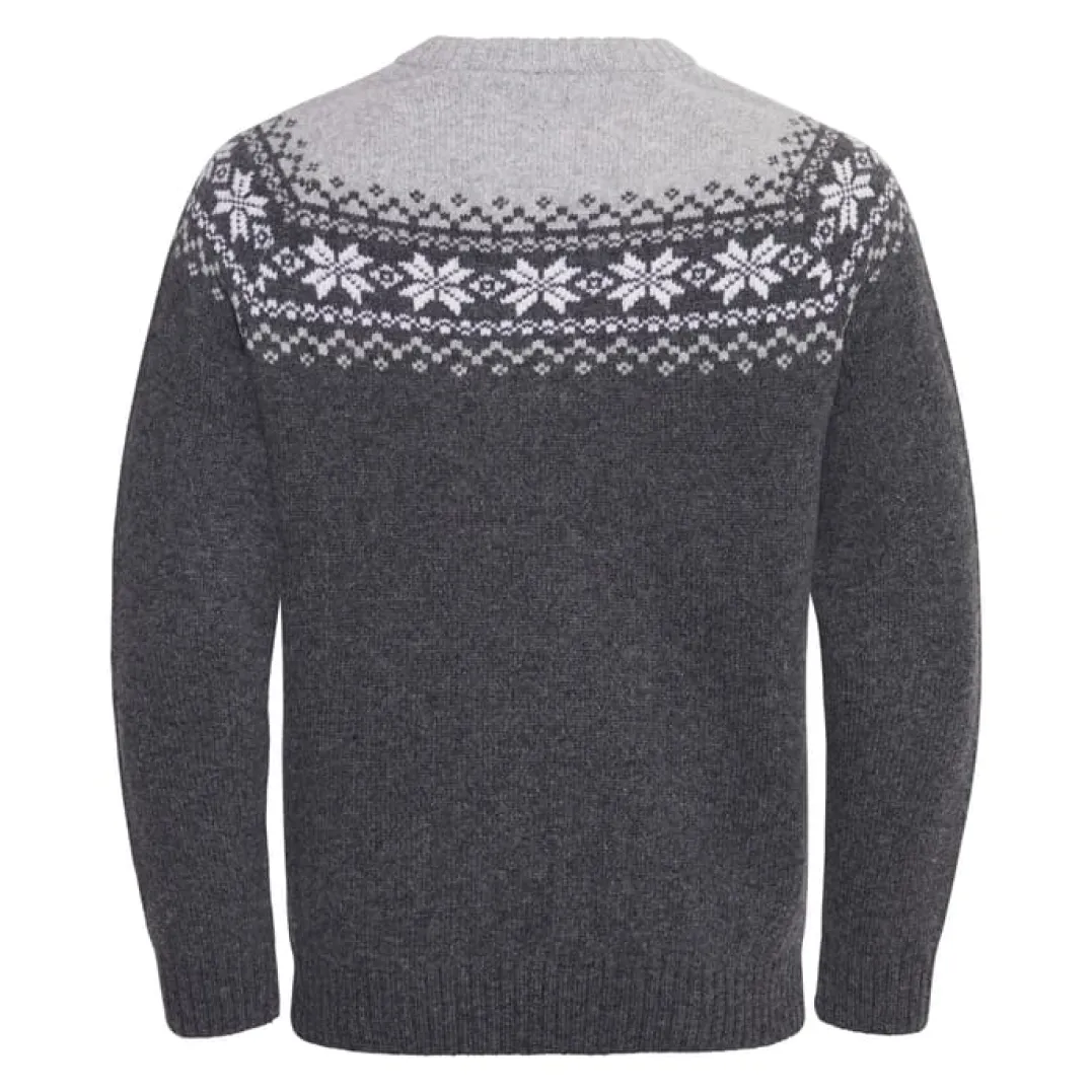 Gridarmor Men's Snøkrystall Round Neck Ullgenser Dark Grey/Light Grey/White