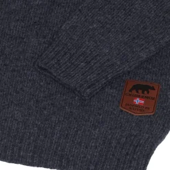Gridarmor Men's Snøkrystall Round Neck Ullgenser Dark Grey/Light Grey/White