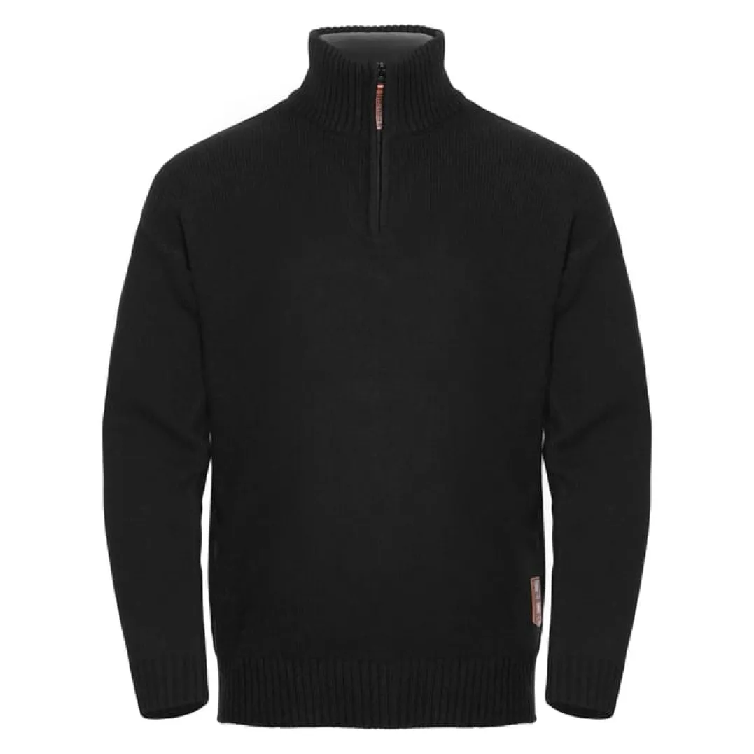 Gridarmor Men's Snøkrystall Solid Half Zip Ullgenser Black Beauty