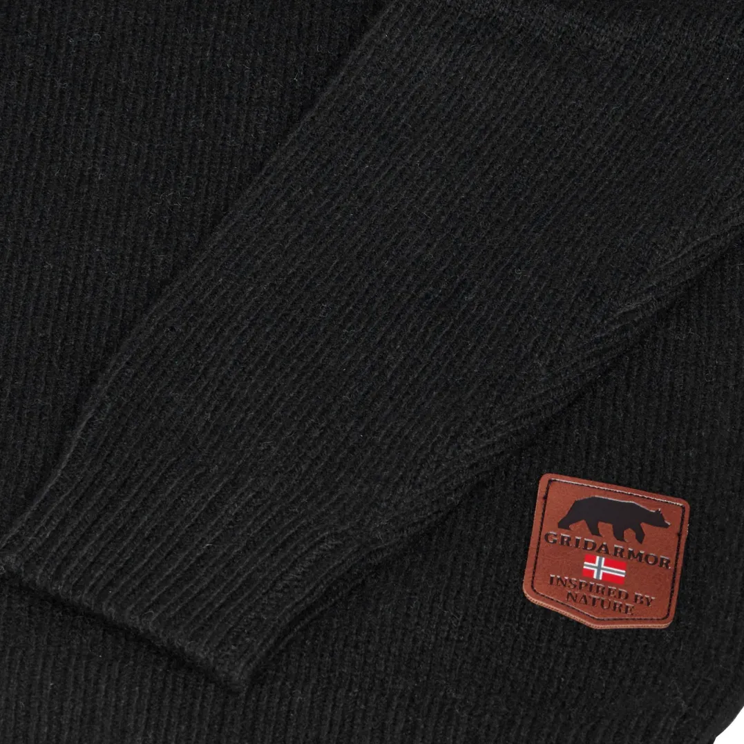 Gridarmor Men's Snøkrystall Solid Half Zip Ullgenser Black Beauty