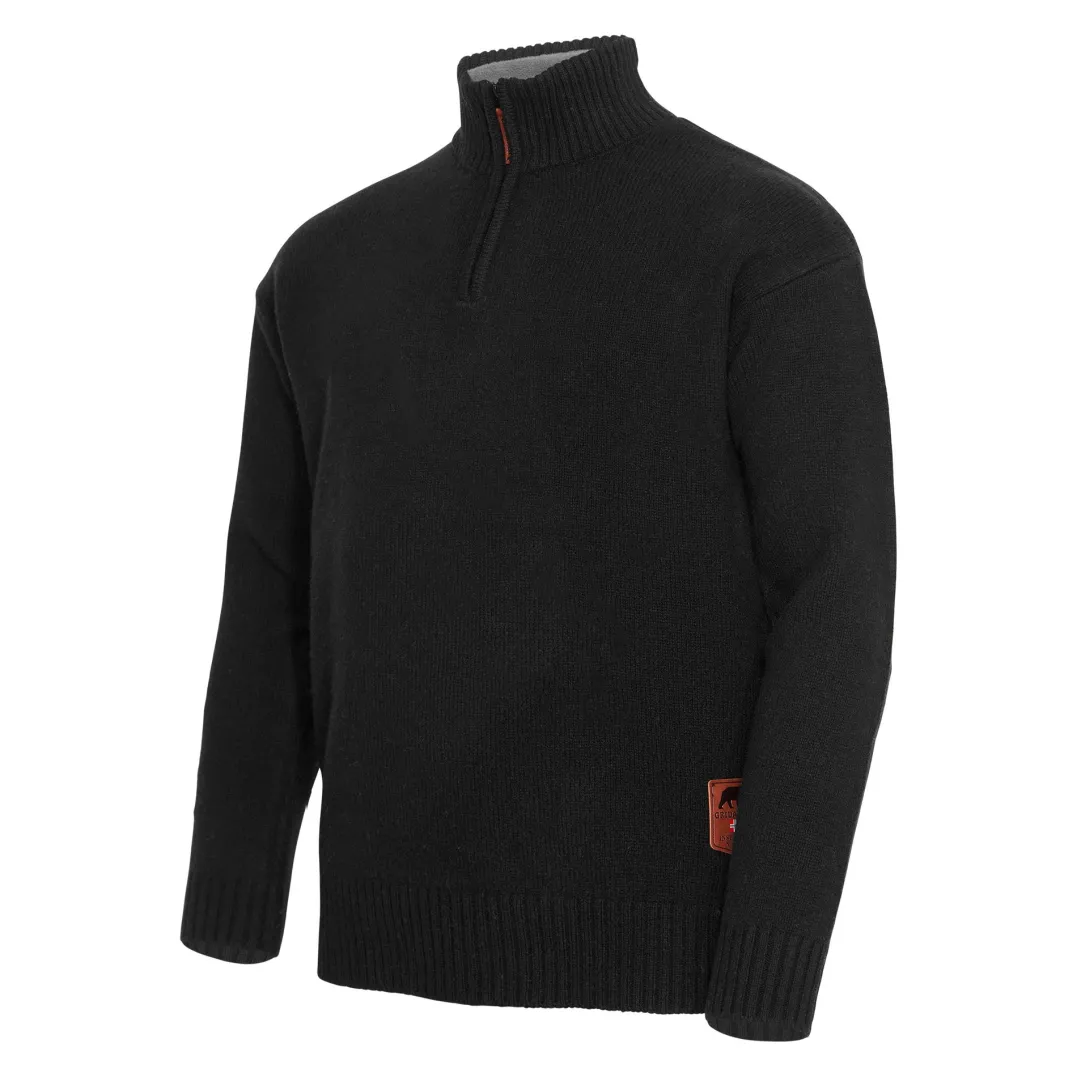 Gridarmor Men's Snøkrystall Solid Half Zip Ullgenser Black Beauty