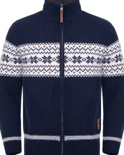 Gridarmor Men's Snøstjerne Full Zip Ullgenser Navy Blazer