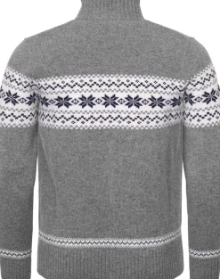 Gridarmor Men's Snøstjerne Full Zip Ullgenser Mid Grey Melange