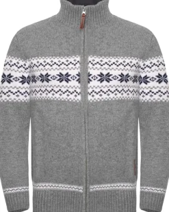 Gridarmor Men's Snøstjerne Full Zip Ullgenser Mid Grey Melange