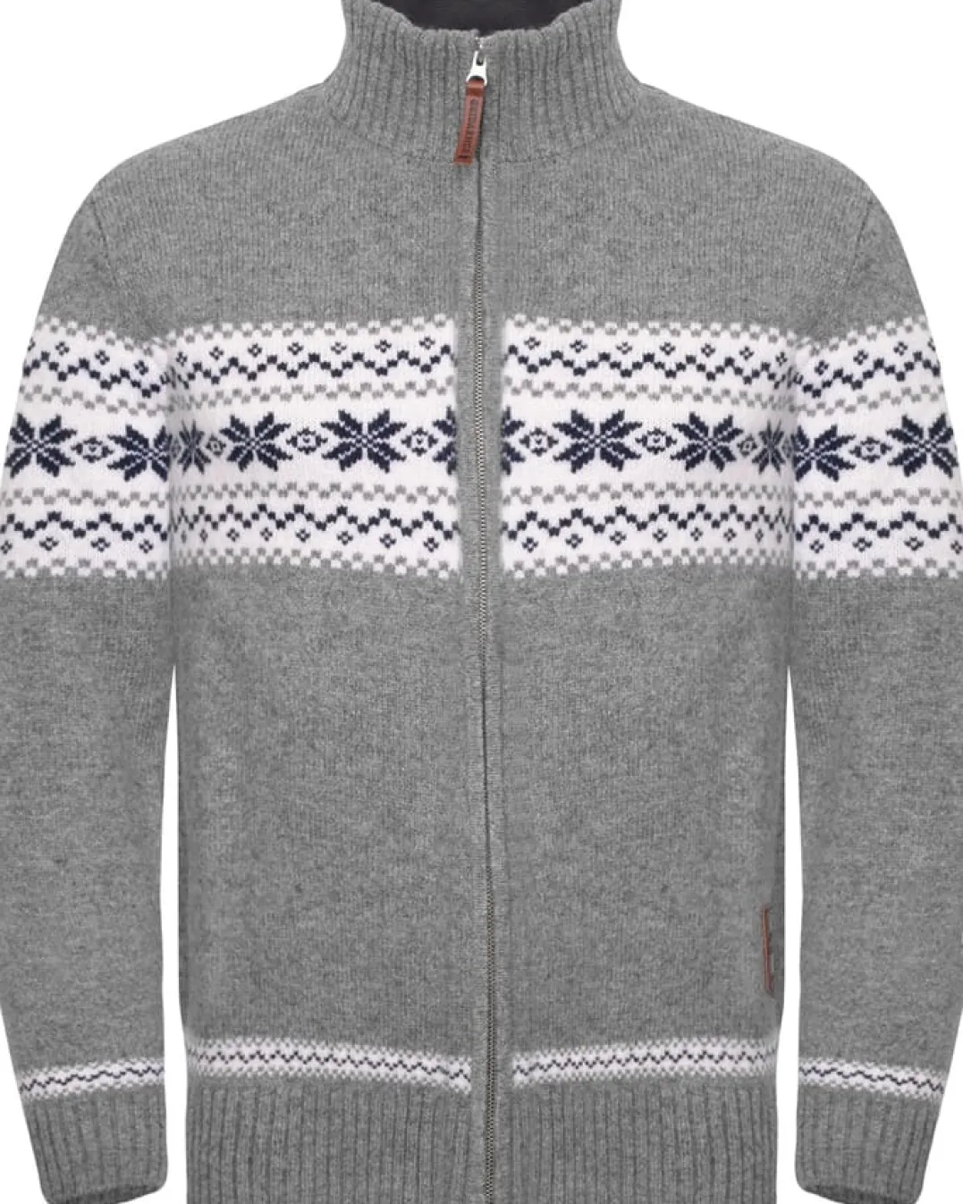 Gridarmor Men's Snøstjerne Full Zip Ullgenser Mid Grey Melange