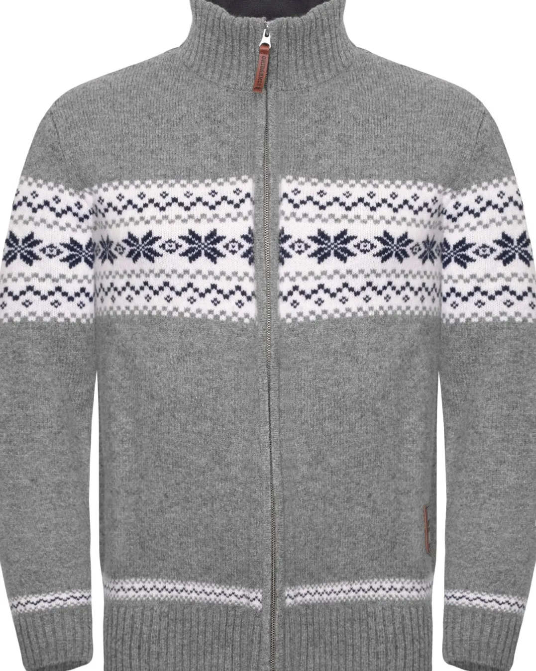 Gridarmor Men's Snøstjerne Full Zip Ullgenser Mid Grey Melange