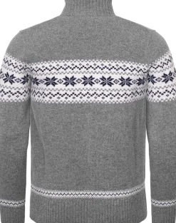Gridarmor Men's Snøstjerne Full Zip Ullgenser Mid Grey Melange