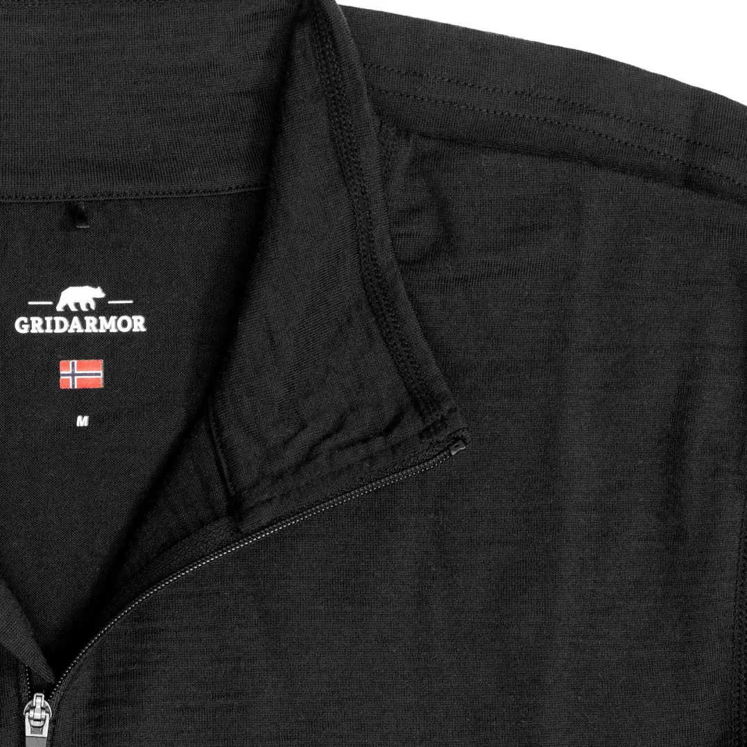 Gridarmor Merino Undertøy Zip Top Men Black Beauty