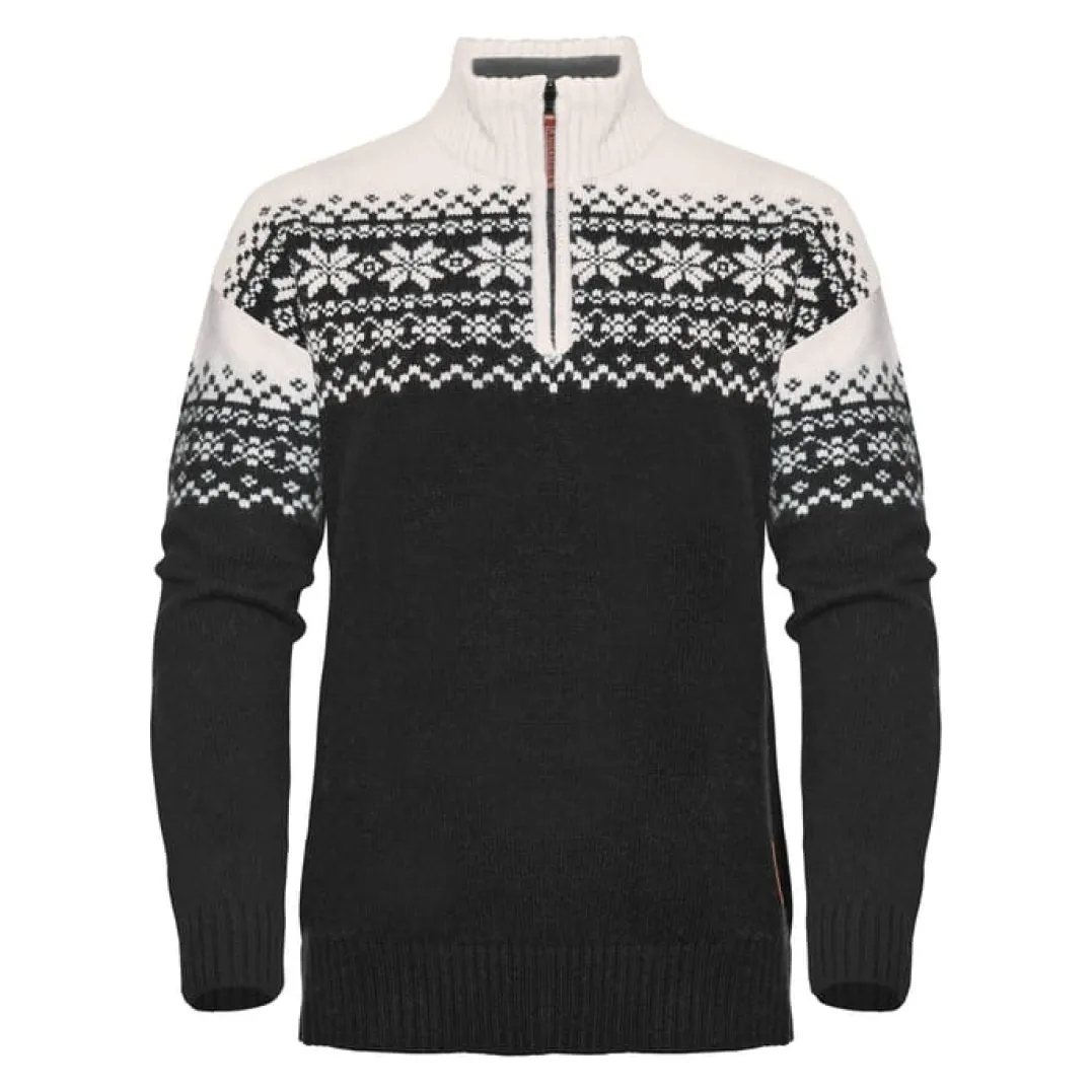 Gridarmor Women's Snøkrystall Half Zip Ullgenser Black/White